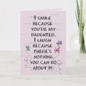 娘の誕生日とグリッター花カード カード (正面)