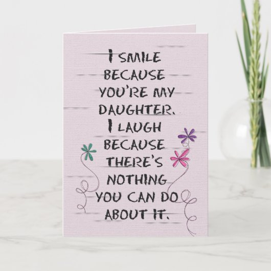 娘の誕生日とグリッター花カード カード (正面)