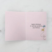 娘の誕生日とグリッター花カード カード (内部)