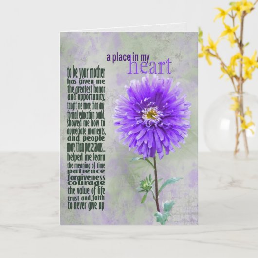 娘の誕生日のための紫のダリア カード (黄色い花)