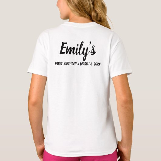 娘の誕生日ガールカスタムファミリー Tシャツ (裏面)