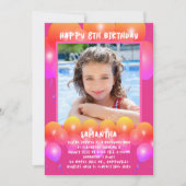 娘の誕生日パーティーバルーン招待状 招待状 (正面)