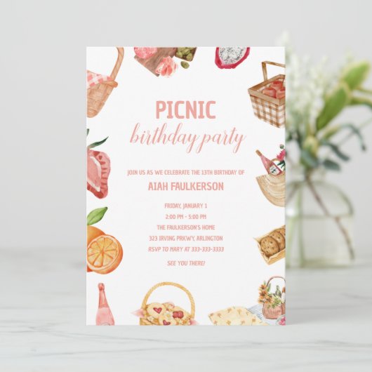 娘の誕生日ピクニック in the park ご招待 招待状 (スタンド正面)