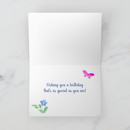 娘の誕生日ピンクと青のペリウィンクル シーズンカード (内部)