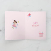 娘の誕生日フェアリーの女お洒落の子 カード (内部)