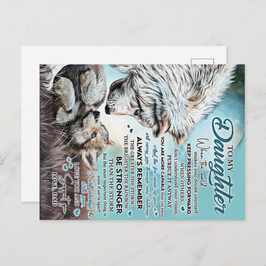 娘の誕生日ライオン家族へのプレゼント, 娘の誕生日 ポストカード (正面/裏面)