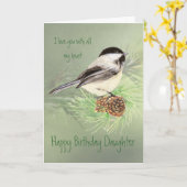 娘の誕生日愛私のハートの《鳥》アメリカゴガラの鳥 カード (黄色い花)