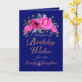 娘の誕生日花束と願い カード (黄色い花)