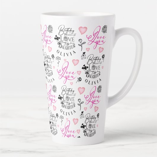 娘の誕生日 名前入り 現代風 カリグラフィー カフェラテマグ (右)