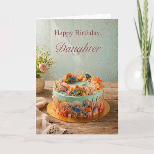 娘の誕生日 海のケーキ カード (正面)