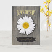 娘の誕生日、素朴な木およびデイジーのデザイン カード (黄色い花)