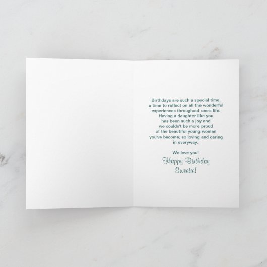 娘の誕生日 – 青氷 – あいさつ – カード (内部)