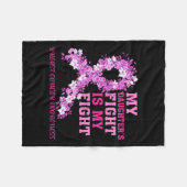 娘の闘いは私の闘い 乳がん啓発 フリースブランケット (正面(横))