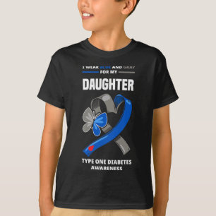 娘の1型糖尿病の為に青と灰色を身に着ける Tシャツ