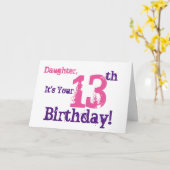 娘の13回目の誕生日（紫、ピンク） カード (黄色い花)