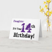 娘の14歳の誕生日の挨拶は黒と紫。 カード (黄色い花)