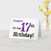 娘の17番目の誕生日の挨拶は黒、紫。 カード (黄色い花)