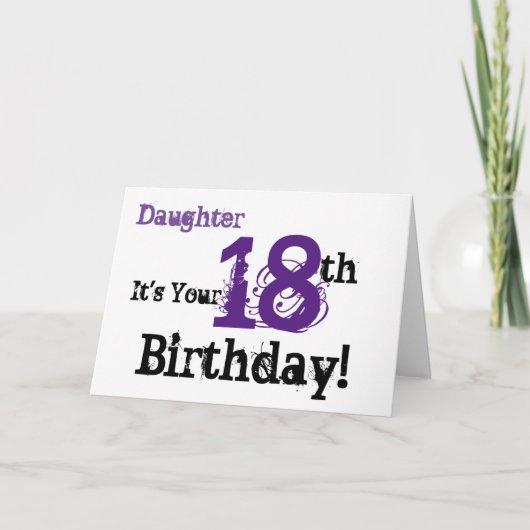 娘の18番目の誕生日の挨拶は黒、紫。 カード (正面)