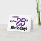 娘の25歳の誕生日の挨拶は黒と紫。 カード (正面)