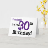 娘の30歳の誕生日の挨拶は黒、紫。 カード (黄色い花)