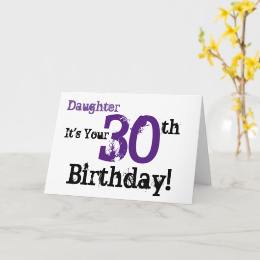 娘の30歳の誕生日の挨拶は黒、紫。 カード (黄色い花)