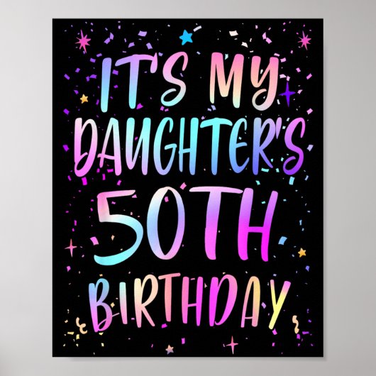娘の50歳の誕生日 カラフル おめでとう50歳 ポスター (正面)