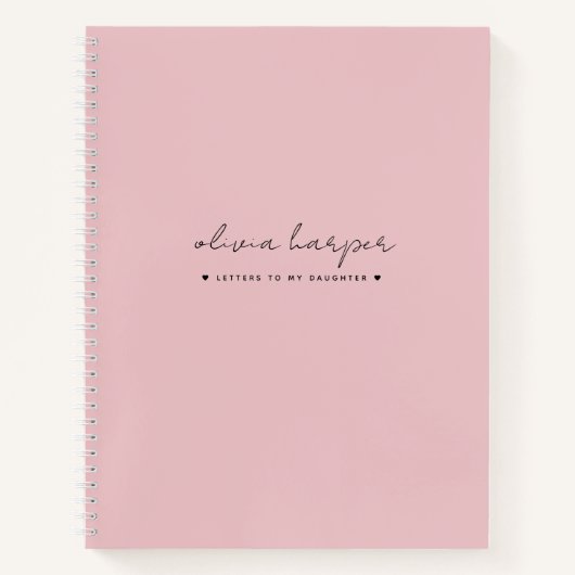 娘のKeepsake Journalへのソフトピンク文字 ノートブック (正面)