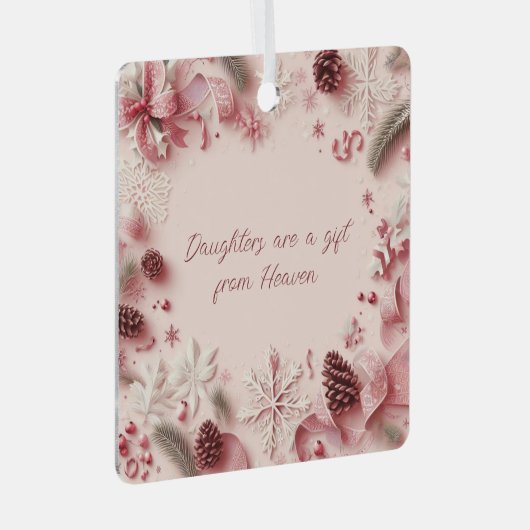 娘はクリスマスの飾り付けから贈り物天国 メタルオーナメント (正面右)