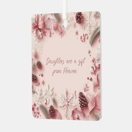 娘はクリスマスの飾り付けから贈り物天国 メタルオーナメント (正面左)