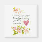 娘は娘の素晴らしバラ賛美ハートことわざ マグネット (正面)