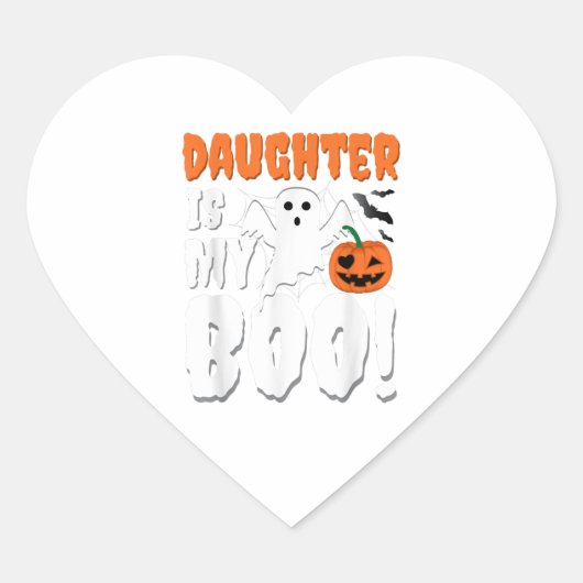 娘は私のブハロウィーン幽霊ブーTシャツ ハートシール (正面)