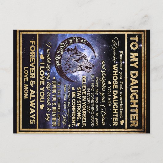 娘へのオオカミの誕生日プレゼント、面白いプレゼント ポストカード (正面)