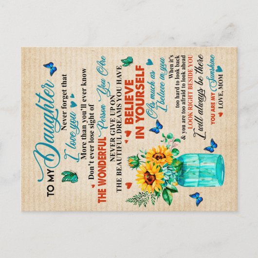 娘へのギフト,蝶の愛好家,ひまわりのギフト ポストカード (正面)