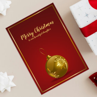 娘へのクリスマスプレゼント ゴールドオーナメントカード サンキューカード