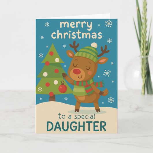 娘へのトナカイのクリスマスカード カード (正面)