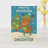 娘へのトナカイのクリスマスカード カード (黄色い花)
