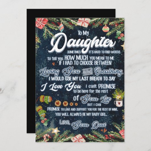 娘へのプレゼント クリスマスレター 娘へ シーズンカード (正面/裏面)