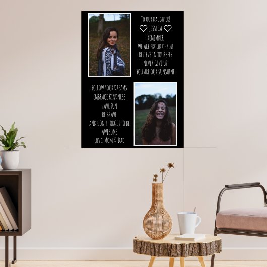 娘へのメッセージ写真コラージュ ポスター (リビング3)