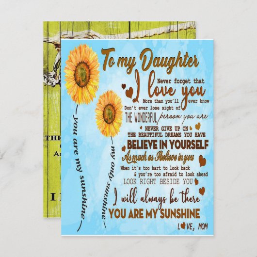 娘への可愛いプレゼント、子供への最高のギフト 招待状 (正面/裏面)