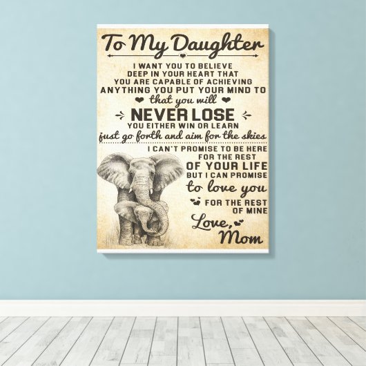 娘への可愛い贈り物,私の娘への手紙 キャンバスプリント (インサイチュ (ウッドフロア))