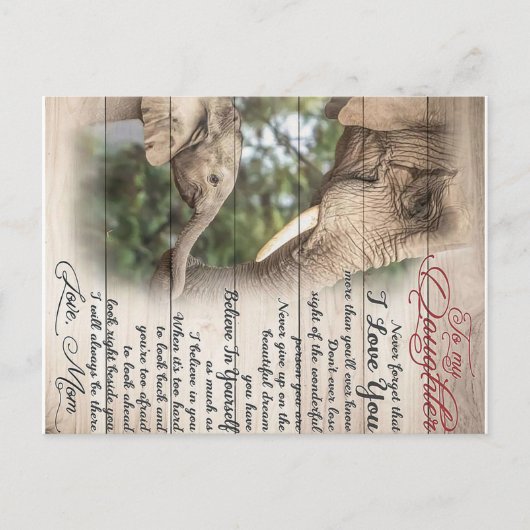 娘への手紙 ラッピング ギフト、女の子の誕生日プレゼント ポストカード (正面)