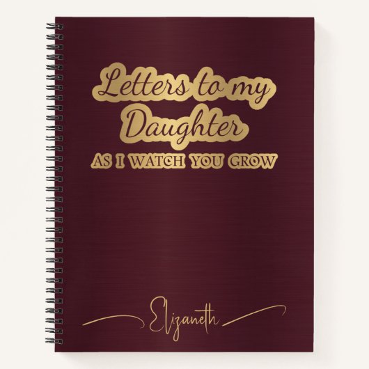 娘への手紙Maroon Keepsake Memory ノートブック (正面)