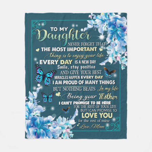 娘への母の贈り物からのラブレター誕生日 フリースブランケット (正面)