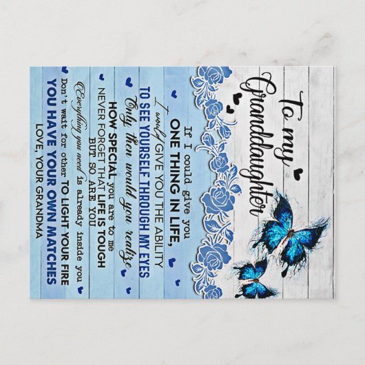 娘への蝶のプレゼント 誕生日 ポストカード (正面)