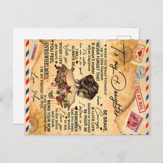 娘への蝶の誕生日プレゼントのアイデア ポストカード (正面/裏面)