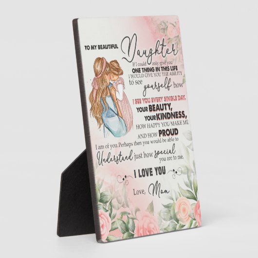 『娘への贈り物に恋文の娘と母へ』 フォトプラーク (側面)