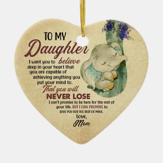 娘への贈り物 – お母さん セラミックオーナメント (正面)