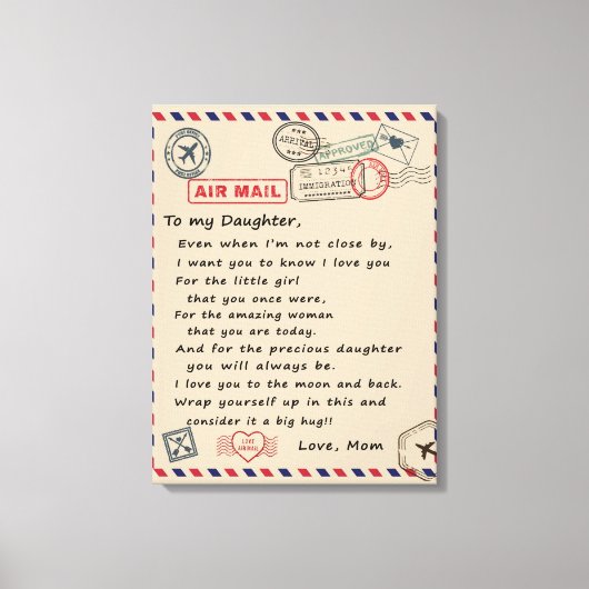 娘への贈り物、ラブレターの娘と母 キャンバスプリント (正面)