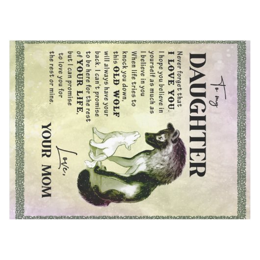 娘への贈り物、ラブレターの娘と母 テーブルクロス (正面(横))