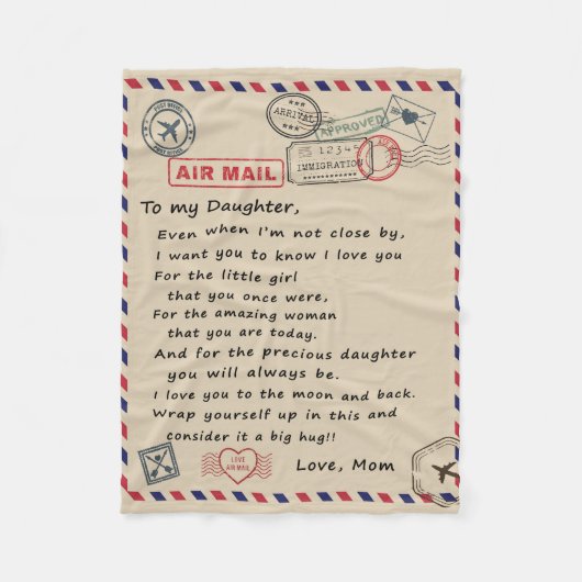 娘への贈り物、ラブレターの娘と母 フリースブランケット (正面)